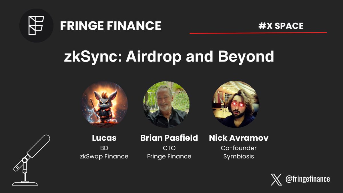 🚀 @zySync: Airdrop and Beyond! An X Space with @symbiosis_fi and @zkSwap_finance to discuss the L2 current scene, how can zkSync get more traction, and what to expect from the #ZK airdrop! When: May 31st, 11:00 AM (UTC) Where: x.com/i/spaces/1dRJZ…