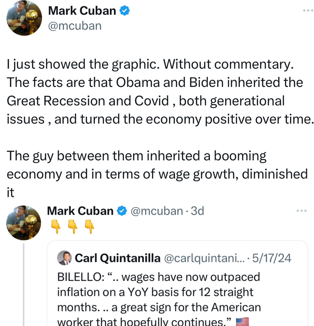 Mark Cuban on the economies presidents inherited 👇🏽