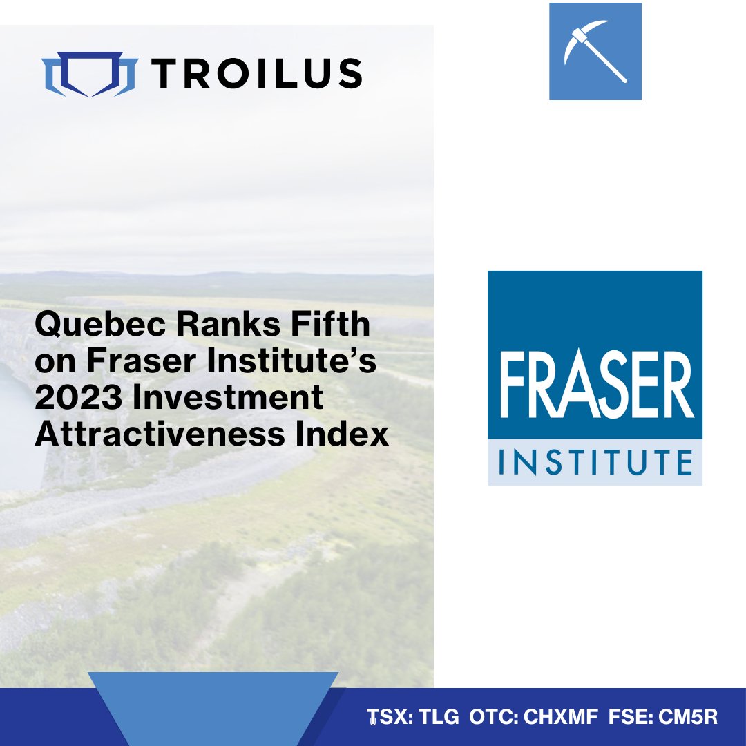 Quebec has once again secured its position as one of the top mining jurisdictions in the world, ranking 5th on the 'Investment Attractiveness Index' in the Fraser Institute's Annual Survey of Mining Companies 2023. Full report here: fraserinstitute.org/sites/default/… $TLG $CHXMF $CM5R