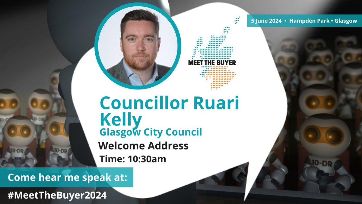 Speaker Announcement: Councillor Ruari Kelly will deliver the Welcome Address at #MeetTheBuyer2024. Want to hear Councillor Ruari Kelly speak? Book your free place to attend Meet the Buyer, on 5 June at Hampden Park, and stop by the Auditorium at 10:30am: bit.ly/3TYxhwJ