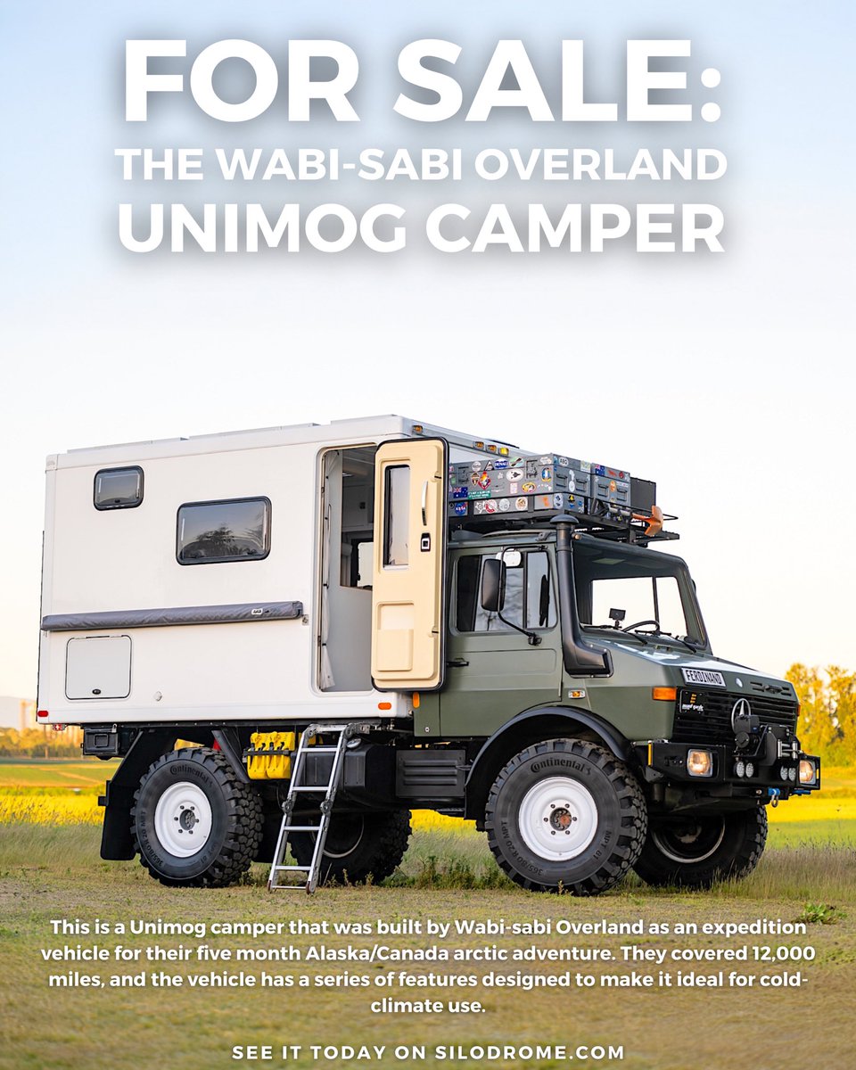 Unimog campers like this are the perfect expedition vehicle, offering unparalleled off road ability and many of the conveniences of home. 

This one has a shower and toilet, a double bed, a kitchenette, dinette, and more, ensuring a comfortable life even when off the grid.

Link: