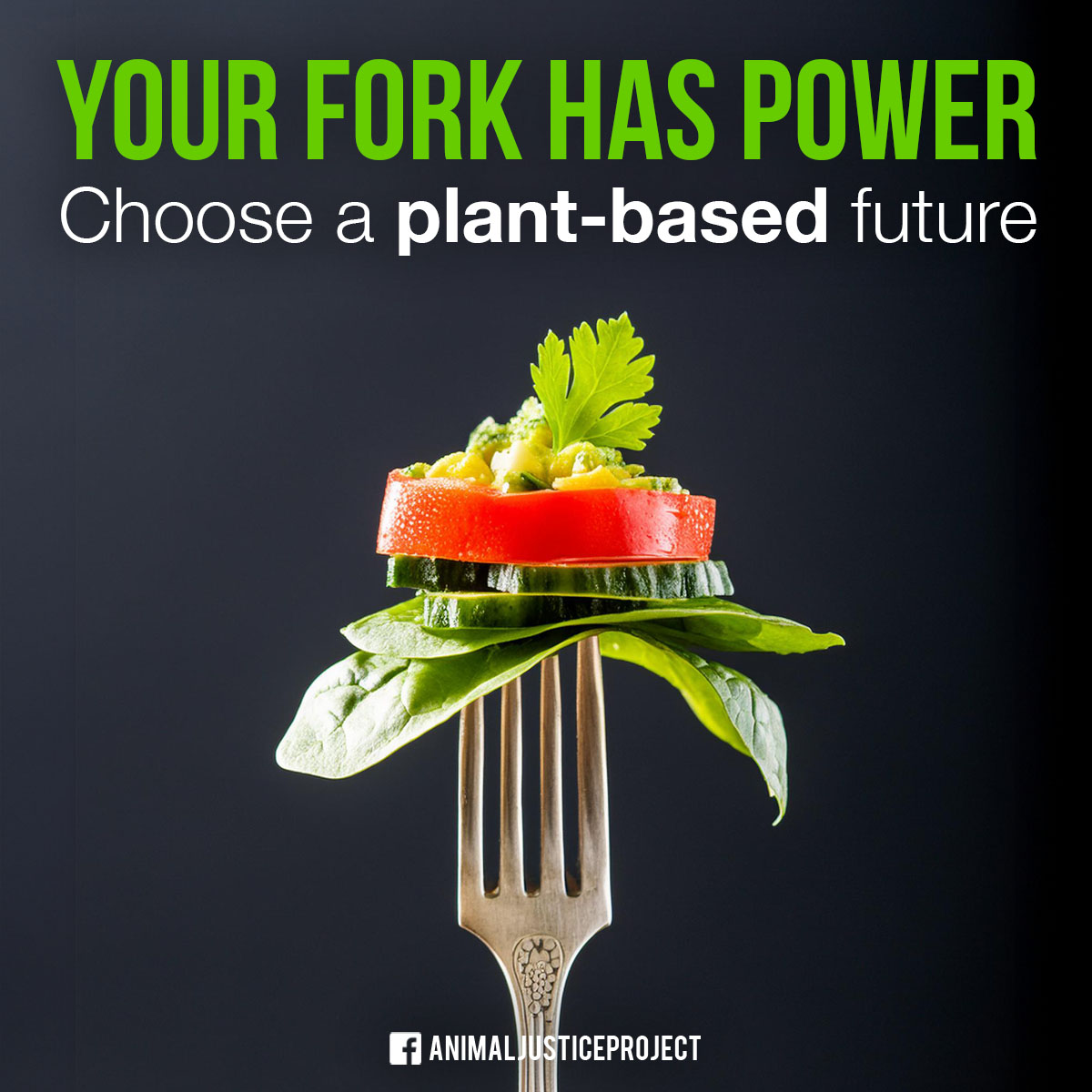 With every meal, you have the choice to stop funding the use and abuse of animals. Choose plant-based, go vegan! Your fork is your vote for a better world 🌿 animaljusticepoject.com #AnimalJusticeProject #PlantBased #ForkTheSystem #PlantPower #GoVegan