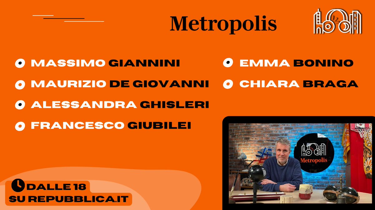 Eccoci con gli ospiti di oggi.
Dalle 18 su Repubblica.it

@MassimGiannini @MdGOfficial @emmabonino @EuromediaR #Ghisleri @giubileif @bragachiara #meloni #europee #deluca #caivano #pontedimessina #brescia