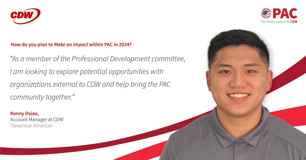 Growing up as a Taiwanese American, CDW Account Manager Kenny Hsiao is proud to share his experiences and skills with his community.

For #APAHM, discover more about Kenny and his work with our Pan Asian Council (PAC) BRG. cdw.social/3WU9FML

#LifeAtCDW #WorkCulture