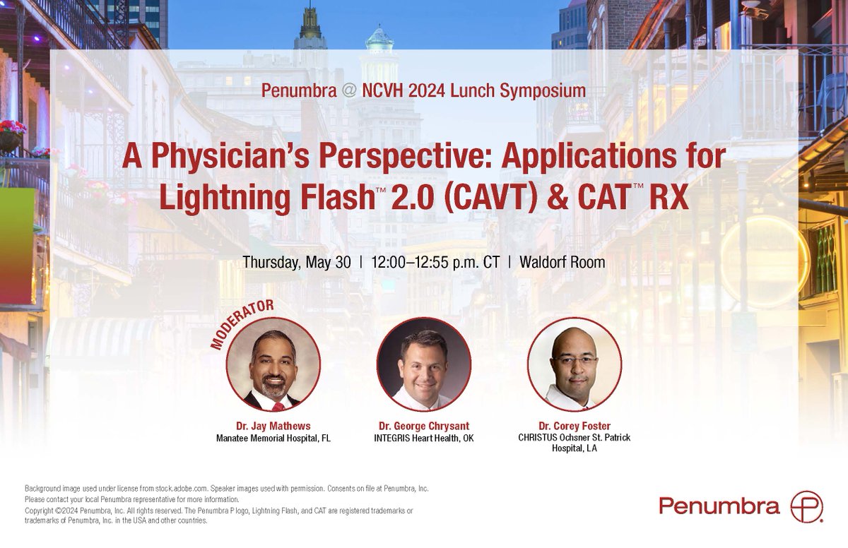 Don't miss our Lunch Symposium this week at NCVH to hear Drs. @JayMathewsMD, George Chrysant, and Corey Foster discuss the applications for #LightningFlash 2.0 and #CATRX! #CAVT #NCVH2024