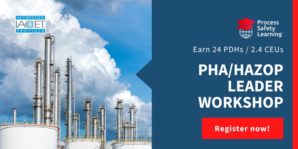 psl_lms's tweet image. Prepare to lead a PHA/HAZOP! Register early for our August workshop and receive a 10% discount: bit.ly/3UwNjzp
#PSMTraining #ProcessHazardAnalysis #ProcessSafetyTraining