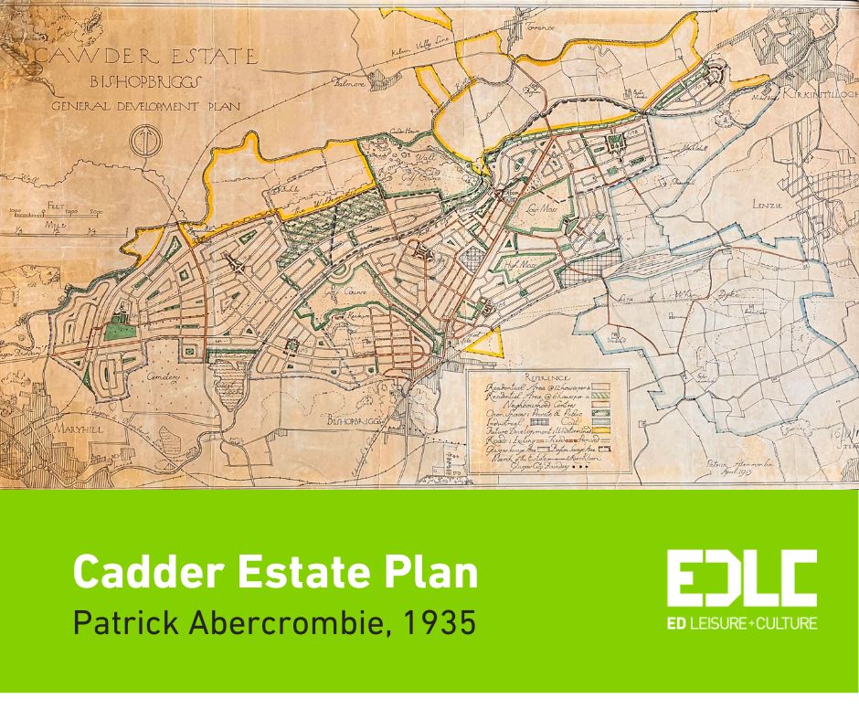 This development plan of Cadder Estate from 1935 is just back from the conservators. It's been cleaned, repaired, and is now available for anyone to come and view it at the Archives 😃  To make an appointment please visit  orlo.uk/DFm2b