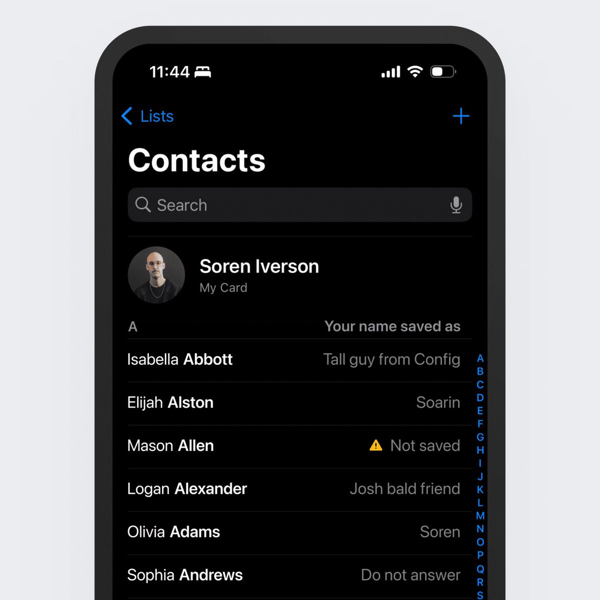 Apple contacts see what your name is in their phone
