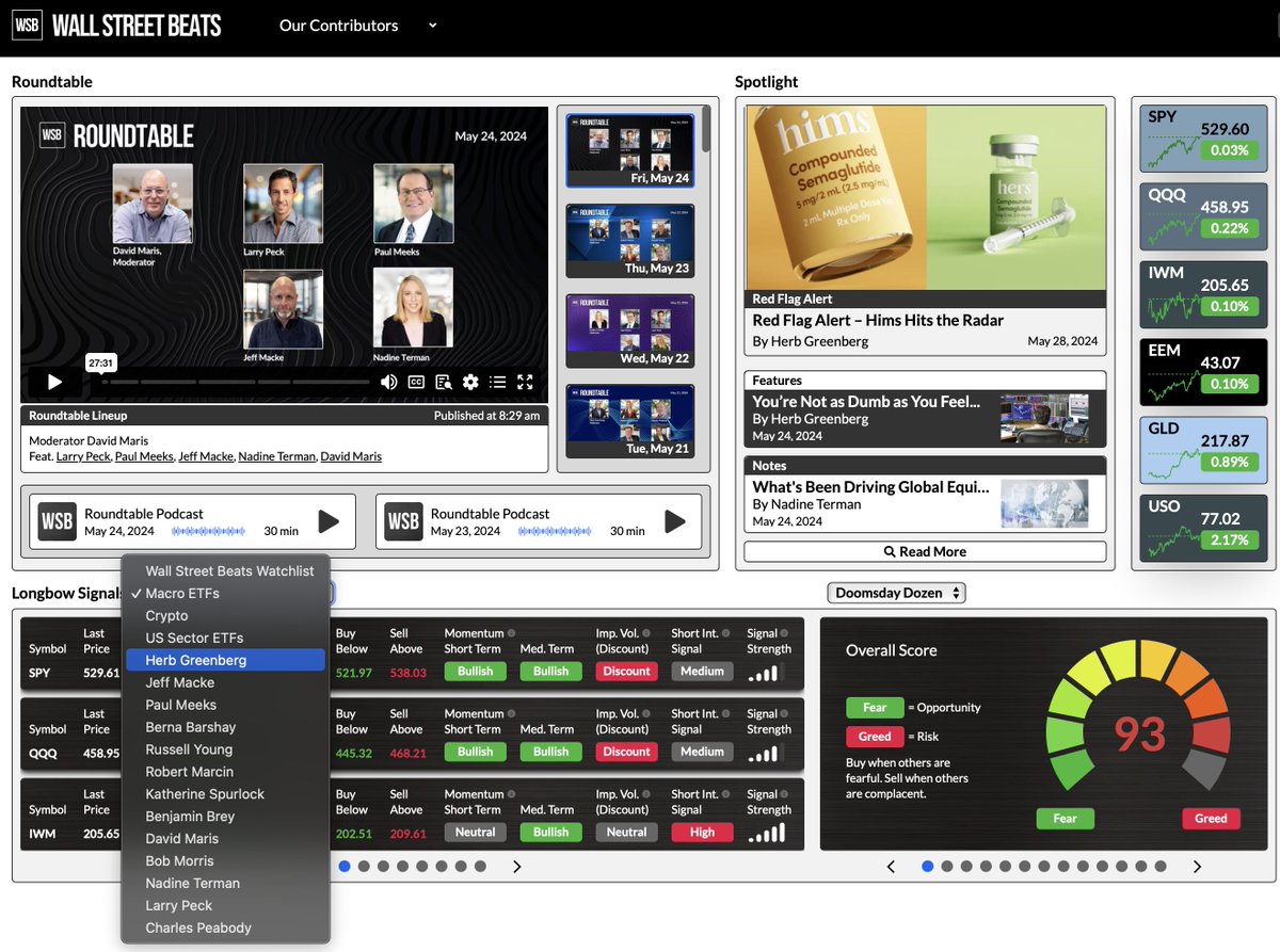 Herb's @herbgreenberg Red Flag list is tracked daily on the Wall Street Beats dashboard....along with the tickers (bullish 🟩, bearish 🟥, neutral ⬛️) from all of our pros.