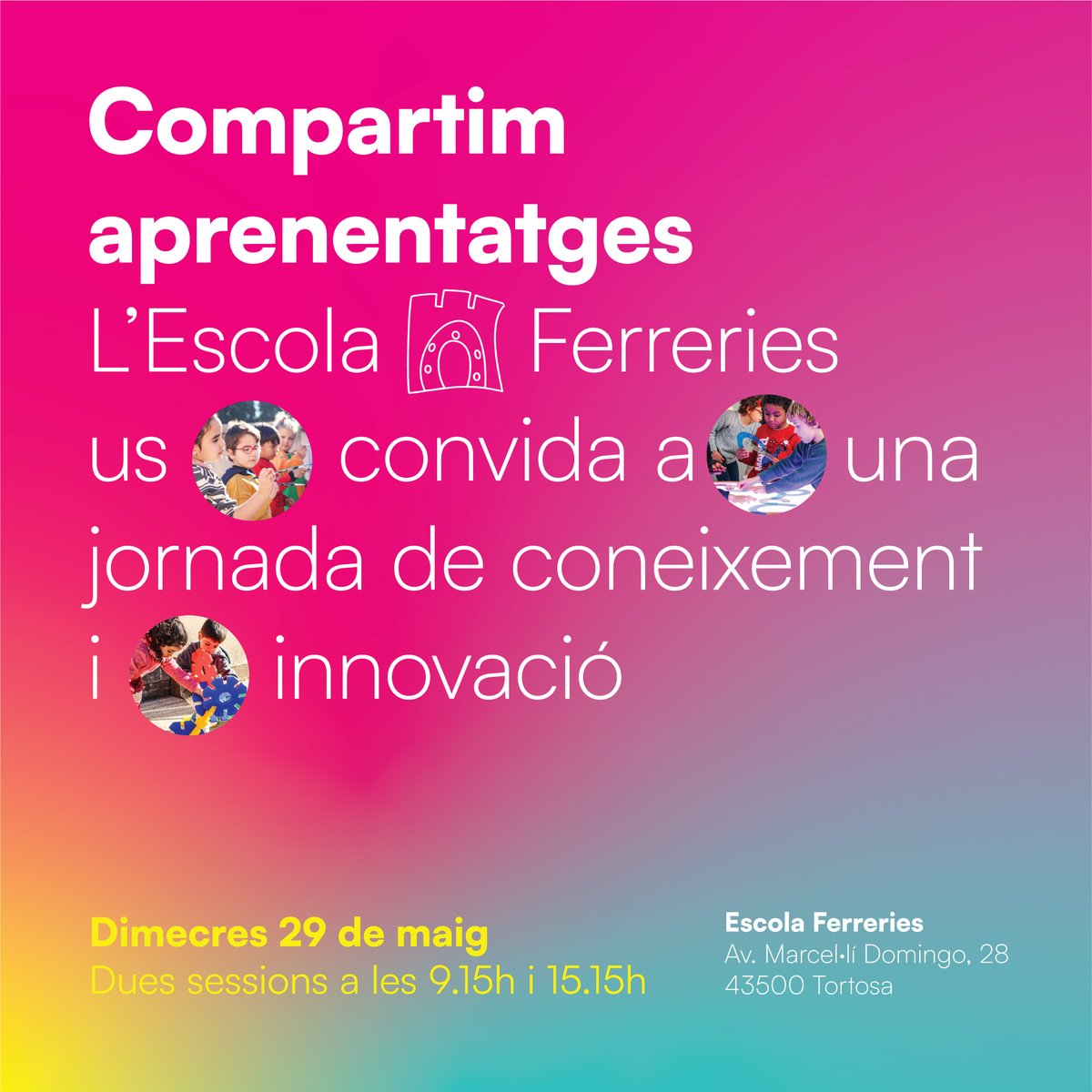 🏫 Compartim aprenentatges 🗓️ Dimecres 29 de maig 📍 @EscolaFerreries 🧲 Projectes Magnet: Alerta! Perill! Per què hi ha tants medicaments? M'han d'perar, què em faran? Vivim connectats o desconnectats? 😄 Us hi esperem!