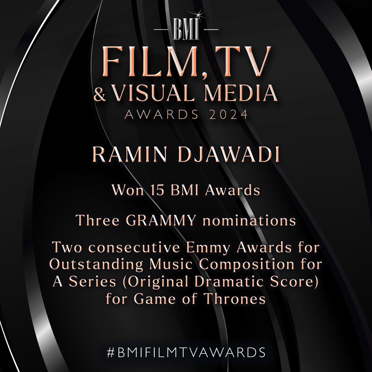 We can’t wait to celebrate you, @Djawadi_Ramin! 🎶💙 #BMIFilmTVAwards