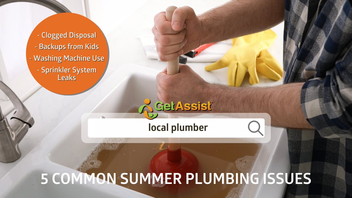 Common Summer Plumbing Emergencies:
1 - #CloggedDisposal from BBQ's
2 - #SewerLineBackups and #CloggedToilets from kids being home
3 - Washing Machine Maintenance
4 - #SprinklerSystem Leaks

MAKE A FREE REQUEST on GetAssist for a local #plumber:
app.getassist.com/v2/business-di…