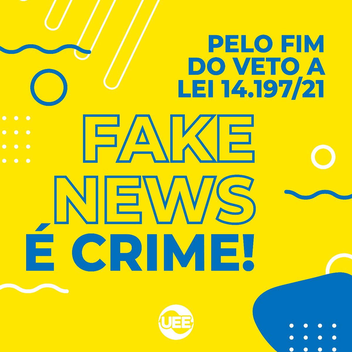Bolsonaro vetou a lei 14.197/21, lei de  segurança nacional sendo conivente a propagação de “Fake News” nos processos eleitorais. Hoje a câmara dos deputados volta a discutir o assunto e nós nos posicionamos em defesa da democracia sem mentiras eleitorais.

#DerrubaVeto46