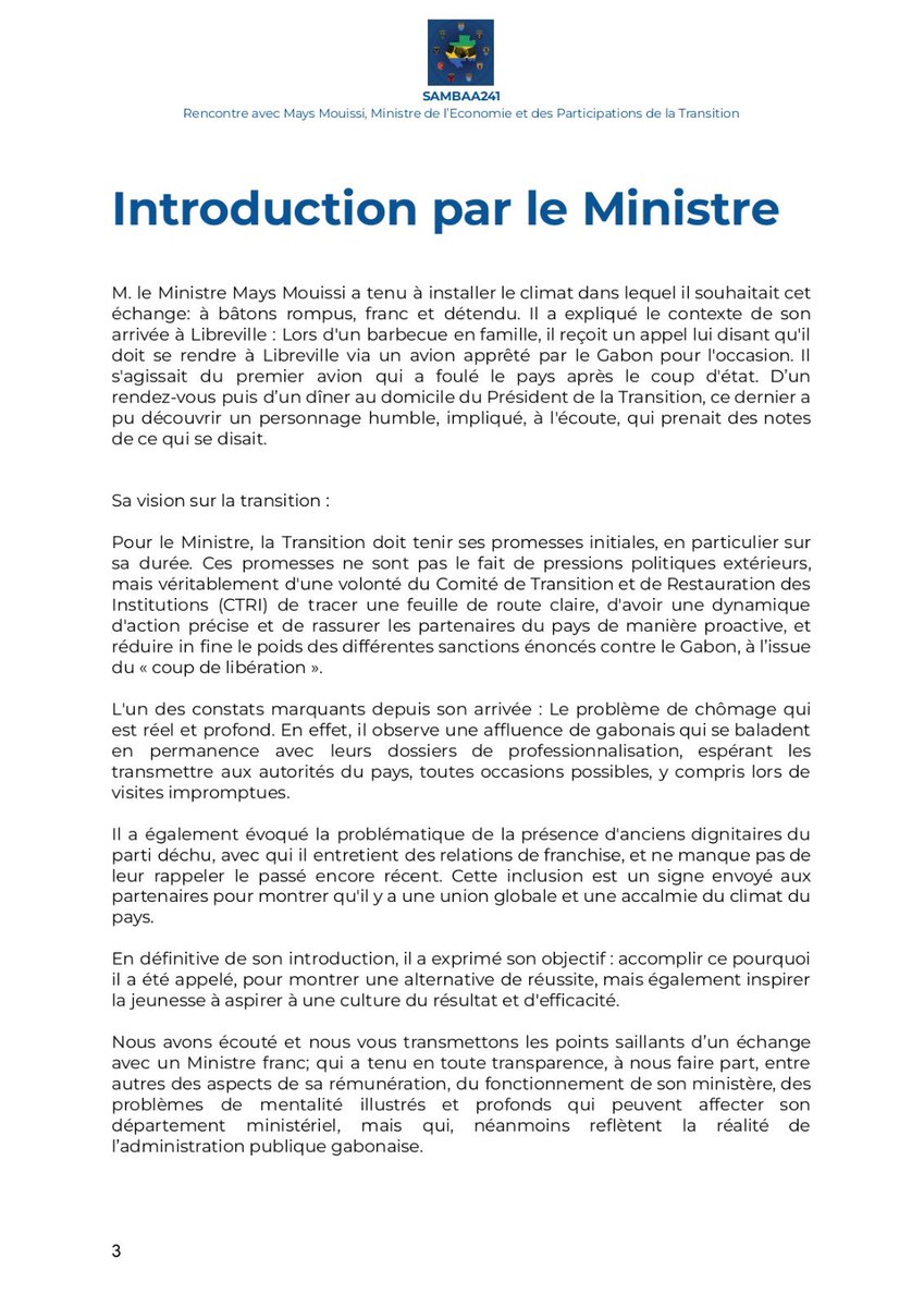 Le Ministre de l'Economie, ancien membre de la diaspora lui-même, a partagé sa vision de la Transition et les progrès réalisés à ce jour.