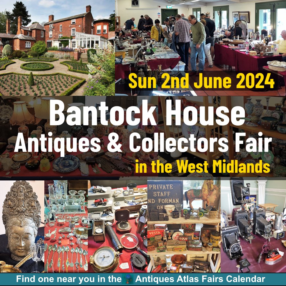 2nd June Bantock House Antiques and Collectors Fair antiques-atlas.com/antique_fair/b… From P & V Rowson #pandvrowson @BantockHouse #antiquefair #fairsdiary #collectorsfair #vintagefair #wolverhampton #antiques