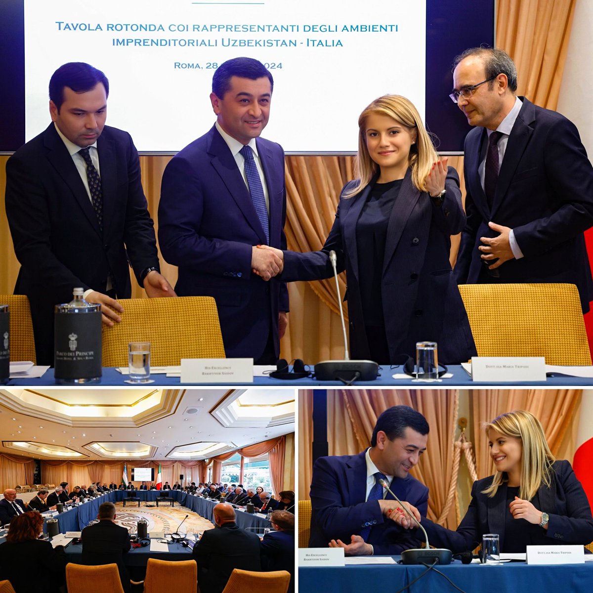 On behalf of Deputy PM and Minister @Antonio_Tajani, the U/S @tripodimaria participates at the 🇮🇹🇺🇿 Entrepreneurship Forum with MFA @FM_Saidov. Important step for strengthening 🇮🇹🇺🇿bilateral relations with the aim of increasing trade and investment. @ItalyinUZB