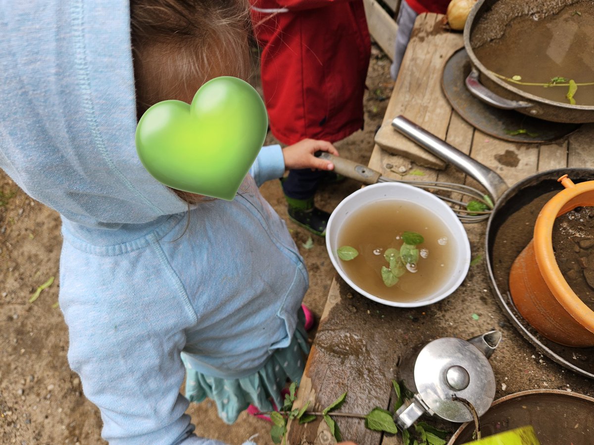 Mmm ... looks like pho! The introduction of fresh herbs drew a lot of students to the mud kitchen at recess!