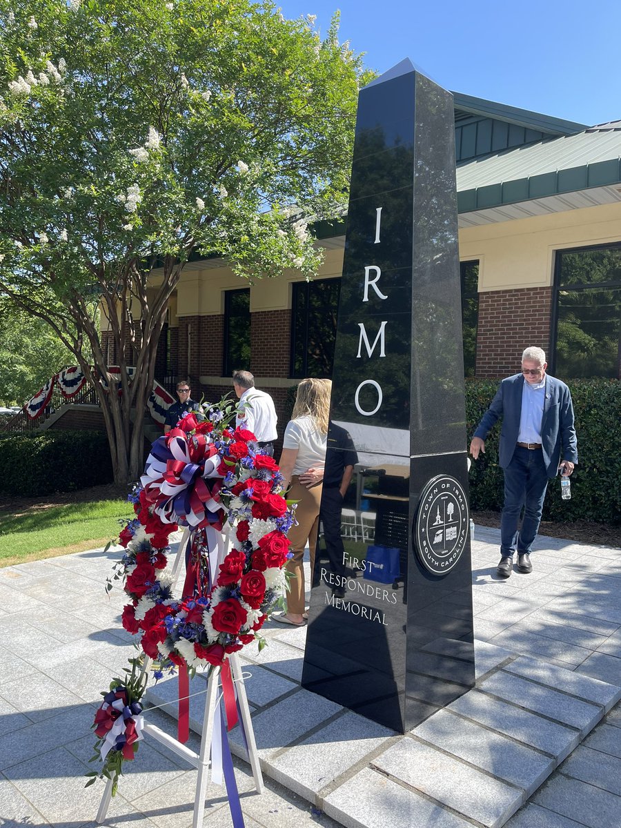The Town of Irmo holds a ceremony to unveil its new First Responders Memorial at Irmo Town Park off of Columbia Avenue, with May 26th marking the one year anniversary of the passing of Firefighter James “Jay” Muller. I’ll have more later today on @abc_columbia