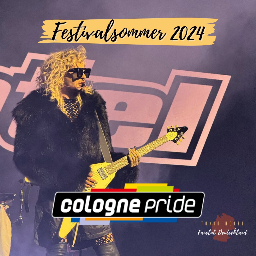 TokioHotelFC_de's tweet image. Im Sommer wird's bunt! @tokiohotel spielen auf der @cologneprideofficial - das wird ein Fest 😍🌈 Kostenlos und draußen ❤️‍🔥🏳️‍🌈

📌 Köln
⏰ 20.07.2024 um 22 Uhr

#tokiohotel #colognepride #billkaulitz #tomkaulitz #georglisting #gustavschäfer