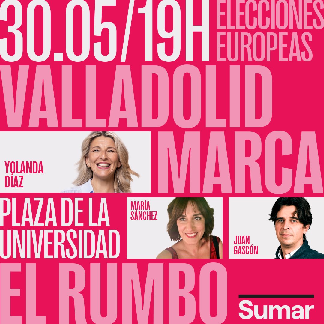 🩷 Este jueves marcamos rumbo también en Valladolid para decidir el futuro de Europa. 📍 Os esperamos a partir de las 19h en la Plaza de la Universidad.