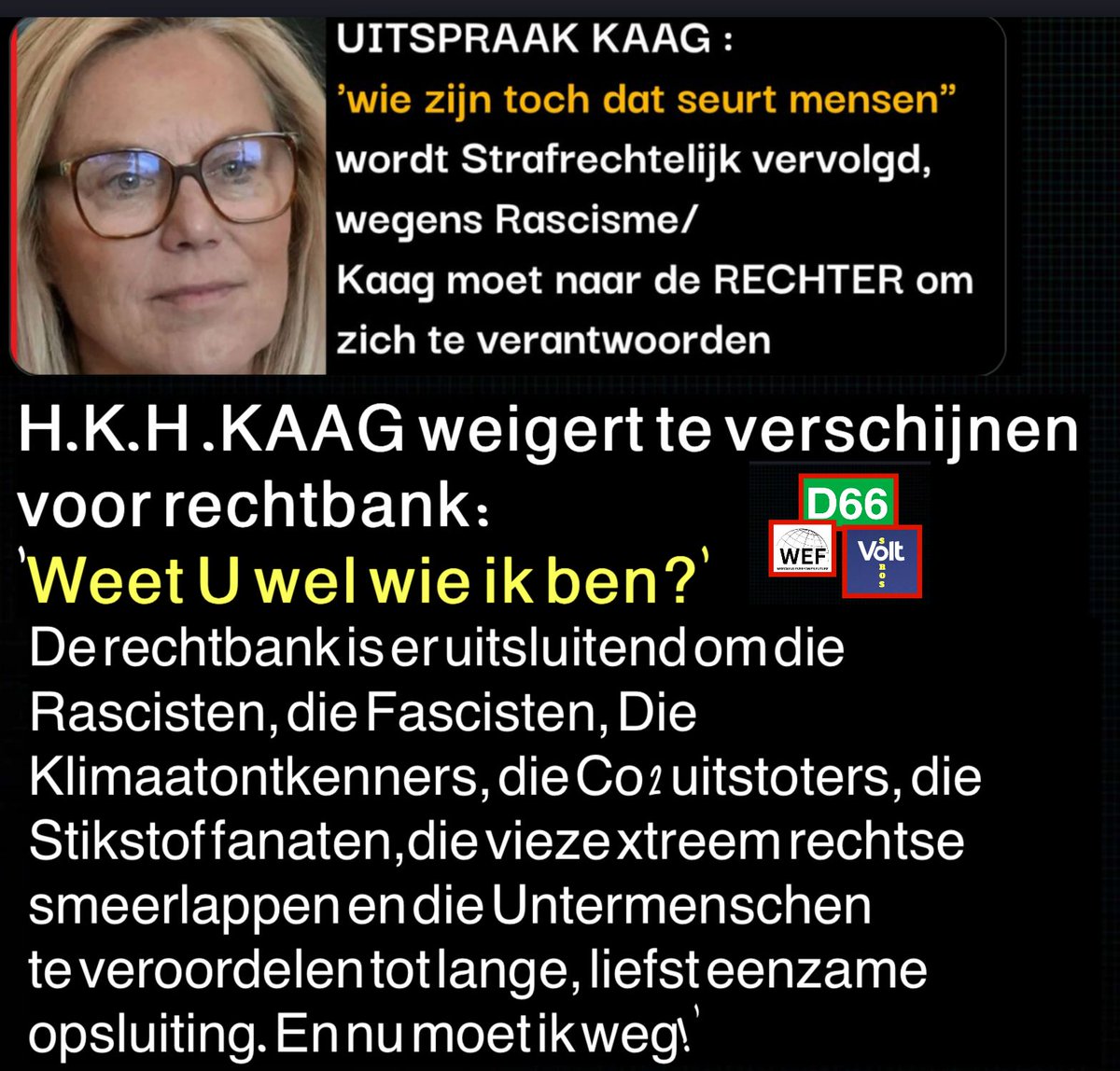 '#WEFMONSTER  #EU #VN #Kaag HOEFT NIET MEER TE VERSCHIJNEN : 'DEZE VROUW HEEFT ZOVEEL VOOR DE WERELD BETEKEND EN HEEFT NEDDRLAND FINANCIEEL ER WEER BOVENOP GEHOLPEN , ZIJ VERDIENT EEN #STANDBEELD EN #RACISME KOMT NU EVEN NIET TERSPRAKE , ALDUS EEN VAN DE (#D66) RECHTERS...