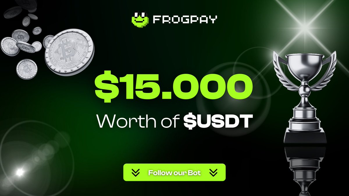 🚨FrogPay AI Airdrop Alert🚨

🏆 Total Reward: $15,000 worth of $USDT tokens! 
🥇 Top 100 Referrers: Share $5,000 worth of tokens
🥈 500 Random Winners: $20 each

🗓️ Distribution: End of June

Don't miss out on this amazing opportunity.

⬇️ AirDrop Bot ⬇️

t.me/FrogPayChannel…