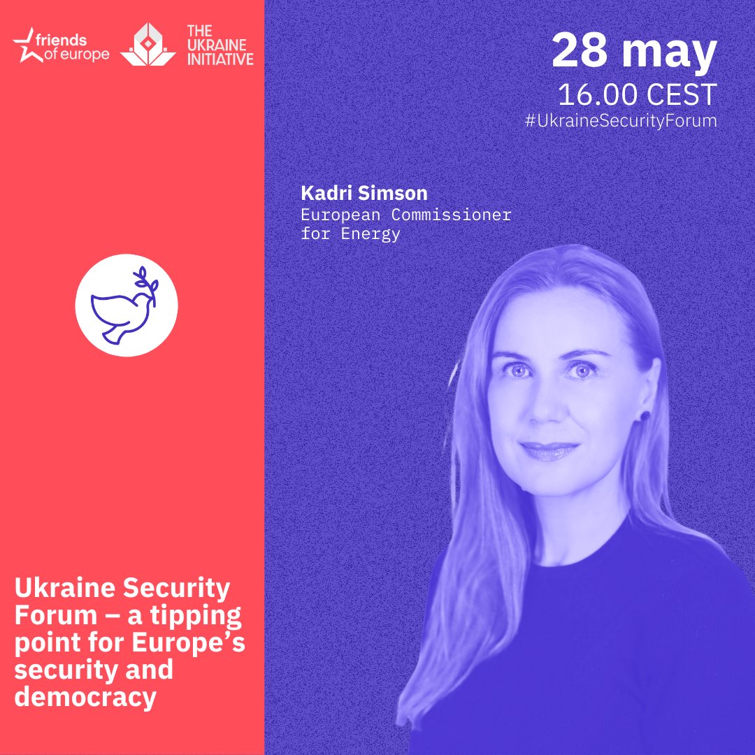 🌐 “Ukraine belongs to the #EU. Despite the huge hardship, #Ukraine has continued to pursue reforms to this end. Ukraine is rebuilding its economy and infrastructure in line with #GreenDeal goals”, argues Commissioner @KadriSimson, as we welcome her to our #UkraineSecurityForum.