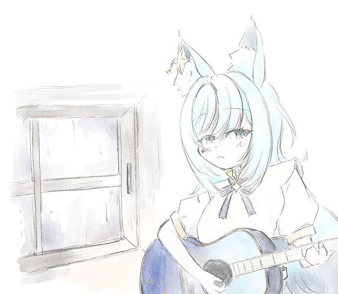 水瀬さんのしっとり弾き語り聴いてウワアアアアって感情の出口を求めて描いた水瀬さんの弾き語りはいいぞ… 