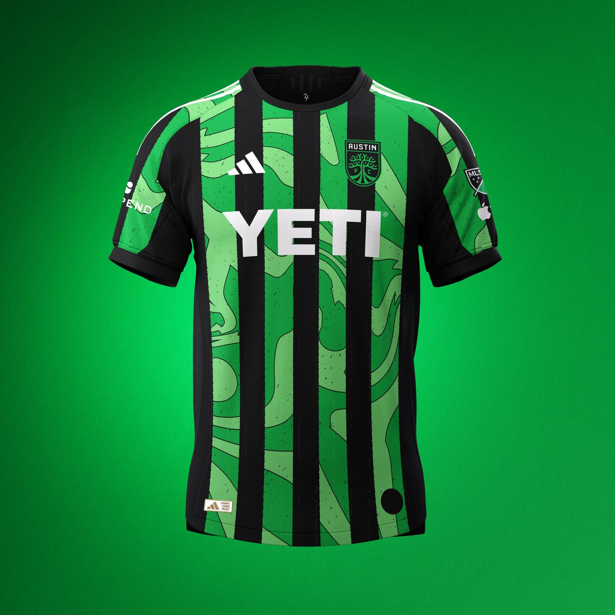 schmidtty's tweet image. Designing a jersey for every #AustinFC goal in 2024:

------------------------------
Goal 1 of 1 v FC Dallas (I know, I'm way behind!!!)
------------------------------
Season Total = 15 Goals (may not reflect current #)
------------------------------

Trippy Stripes Kit 🔽