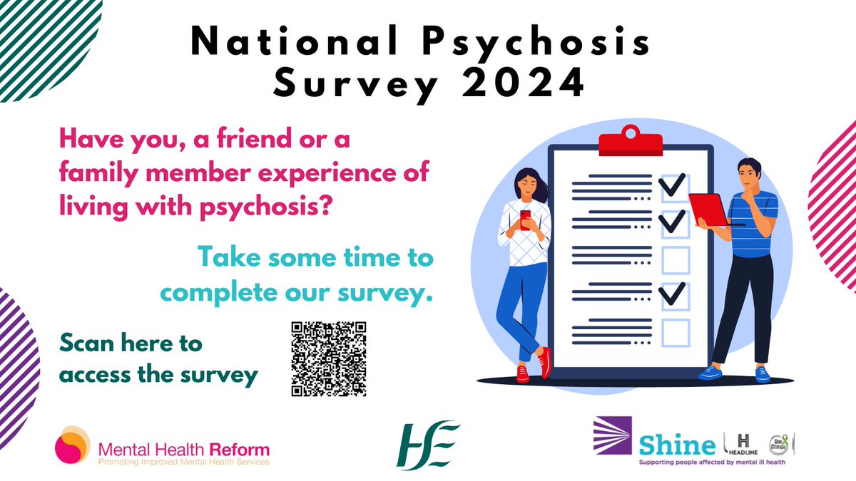 📢 Have you, a friend or family member experience of living with psychosis? Together with @Shineonlineirel, we aim to amplify the voices of those affected by psychosis so that there can be better specialised support & increased funding. Survey here 👇 ow.ly/O25R50RRxI6