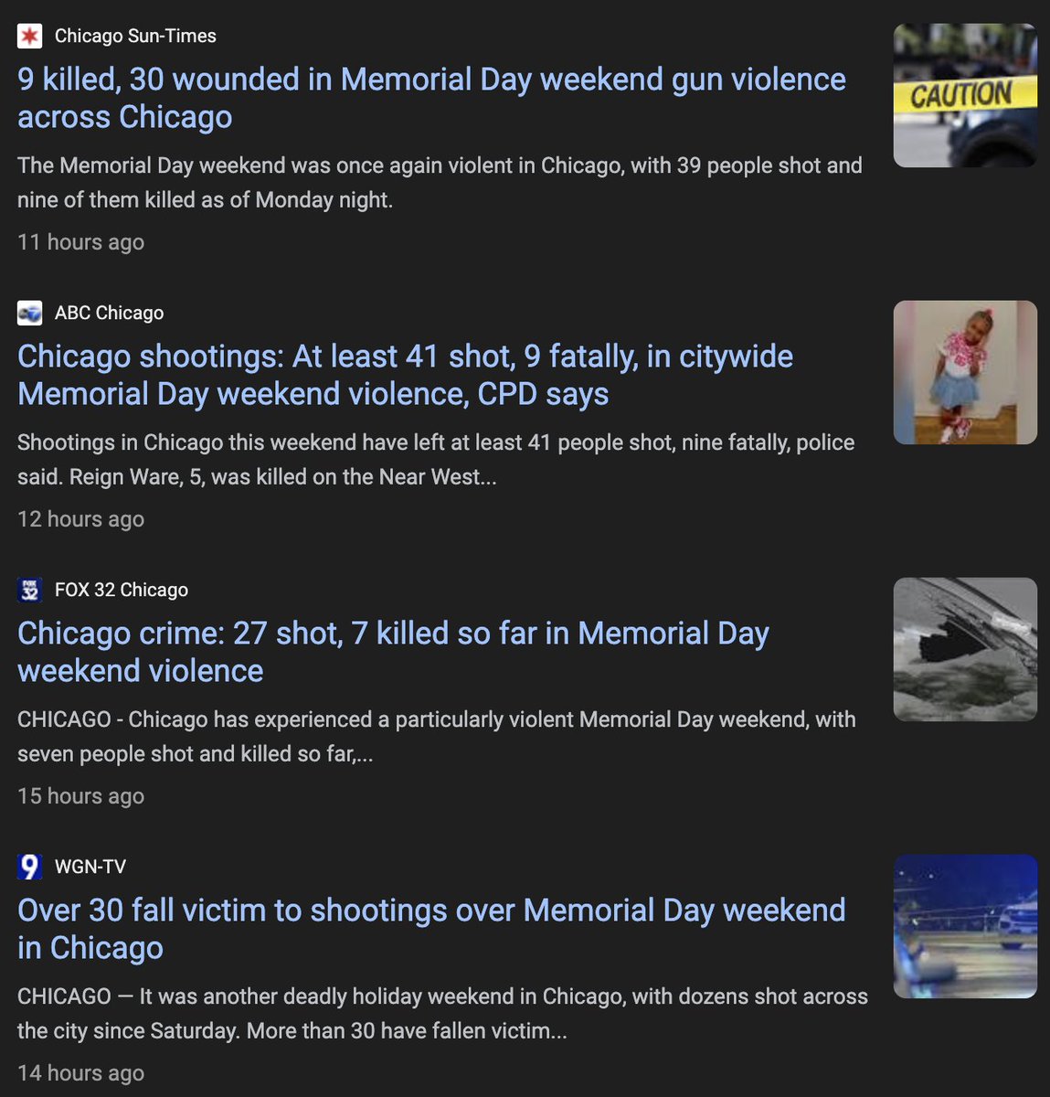This is just over the #MemorialDay weekend in radical liberal-led #Chicago:

41 people shot in one weekend.

It's as unacceptable as it is sad. What are you doing, Mayor Brandon Johnson @ChicagosMayor?