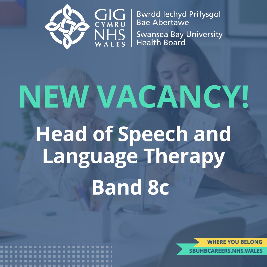 We are excited to appoint to the Head of Speech &amp; Language Therapy services across the Health Board with the opportunity to influence the delivery of our vision of being a high quality organisation.

Closing date: 16/6/24