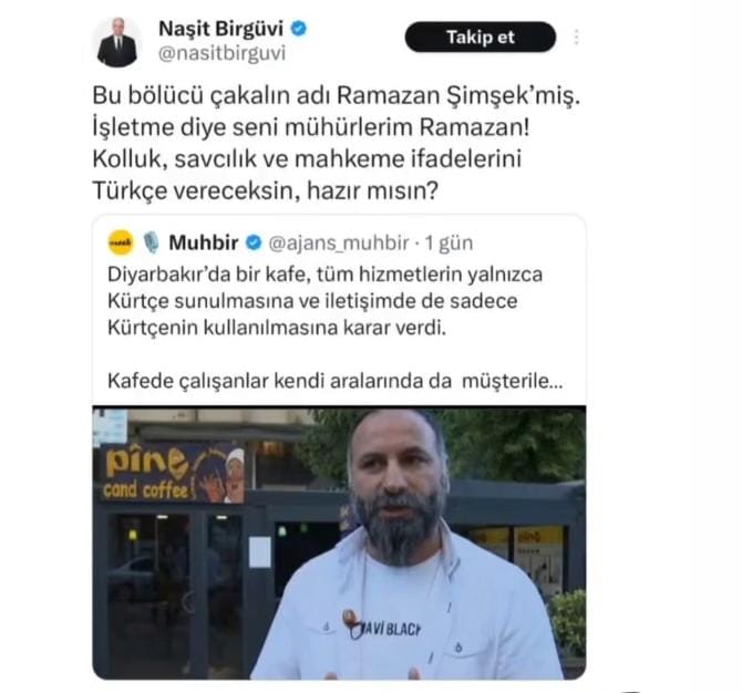 Doğduğu şehirde kendi dilini kendi kültürünü yaşatmak çakallıksa en büyük çakal sizsiniz.ve sizin o kirli zihniyetinizdir.
 Benim de ara ara uğradığım bir mekandır. Bu mekana yapılan saldırıları da nefretle kınadıgımı belirtmek isterim.
<a href="/Ramazanbrusk/">R.şimşek</a>