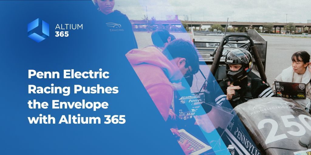 Discover how @Penn_racing builds award-winning, fully electric racecars with Altium 365, pushing the boundaries of technology and design.

Learn more 👉 bit.ly/3wMOem7 

#Altium #Engineering #Electronics #VersionControl #Innovation #CustomerSuccess