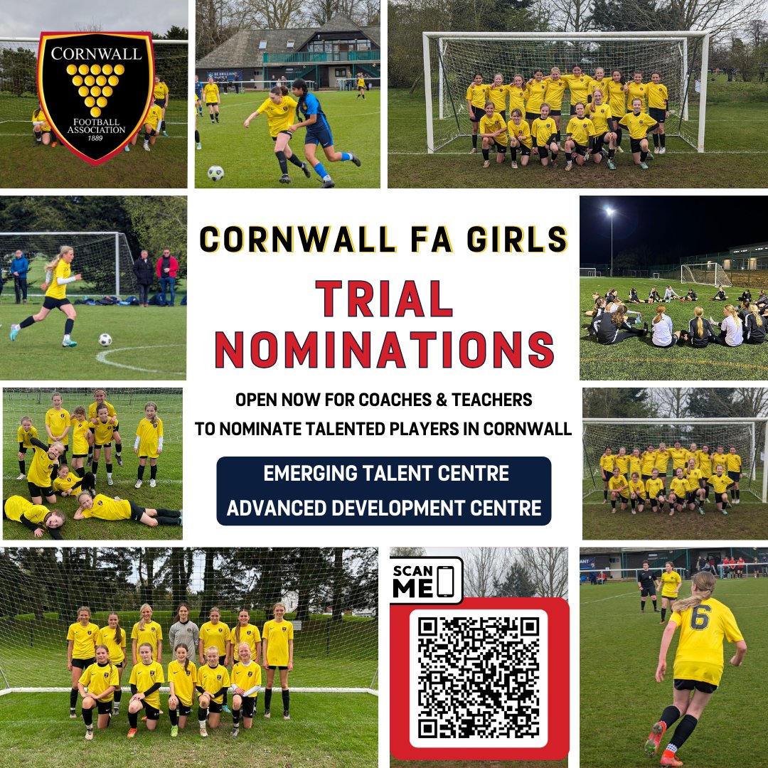 TRIAL NOMINATIONS NOW OPEN FOR OUR ADC & ETC GIRLS FOR NEXT SEASON 🌟

Teachers and Coaches can now nominate talented players from their squads!

📅Trials on 13 & 14 July

Click on the link to NOMINATE: forms.office.com/e/E54Hvp8gzE

#cornwallfootball #girlsfootball #nominatenow