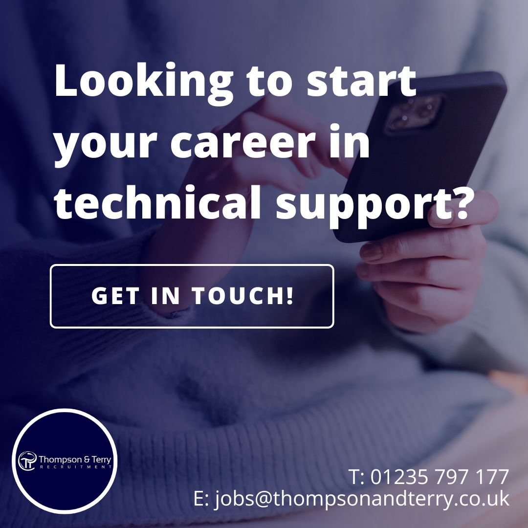 Do you fit the below?

✅ Confident communicator
✅ Technically-minded and able to diagnose technical issues 
✅ Looking to kickstart a career in technical support

Get in touch!

☎️ 01235 797177
📧 jobs@thompsonandterry.co.uk

#technicalsupport #recruitment #hiring