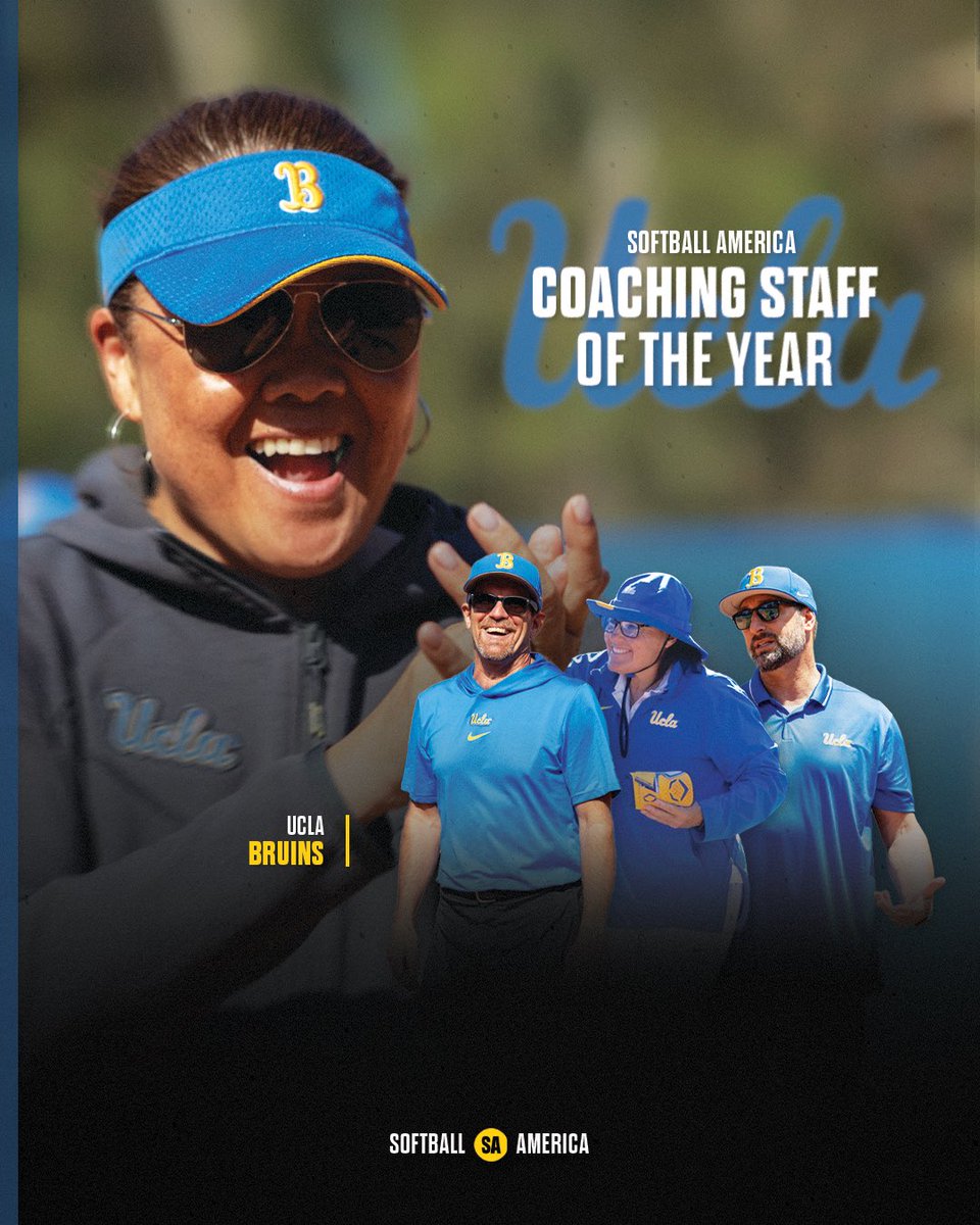 SoftbalAmerica's tweet photo. Coaching Staff of the Year: 𝑼𝑪𝑳𝑨 👏

Kelly Inouye-Perez decided to invest in a mental coach for her program, and despite a slow start, the Bruins have been a wrecking ball in the second half of the season as we’ve watched them grow.

@UCLASoftball | #SoftballAmerica https://t.co/460sbUEdIe