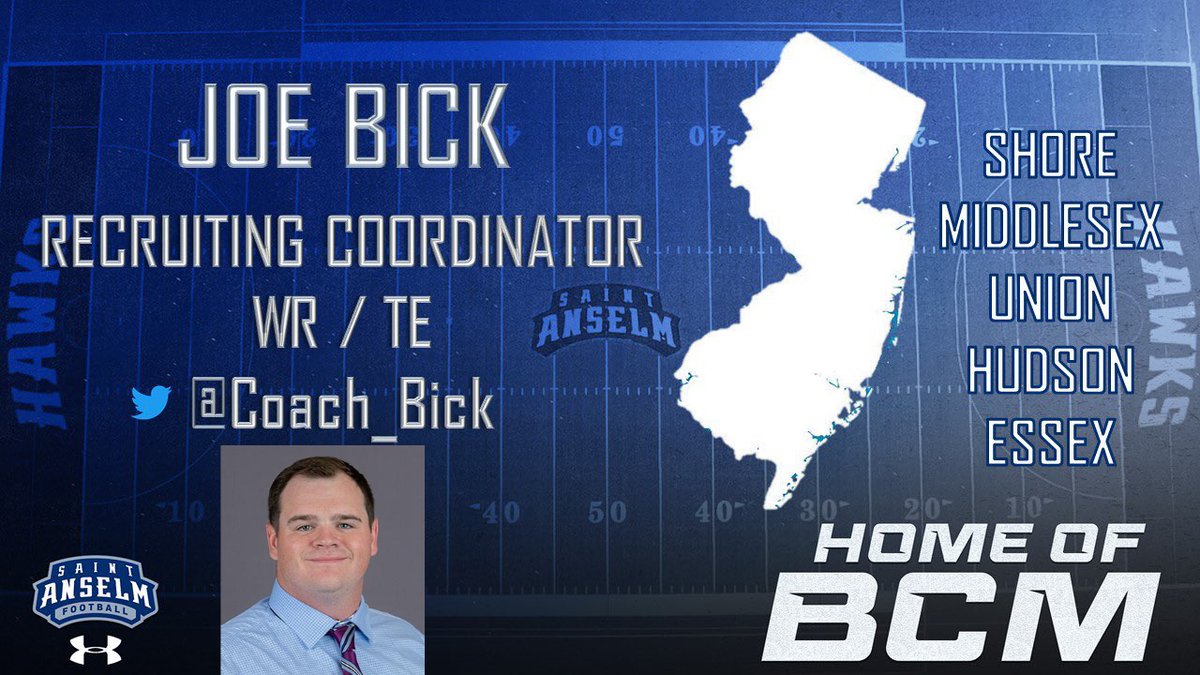Saint Anselm College Wide Receivers &amp; Tight Ends Coach/ Recruiting Coordinator Joe Bick will be coaching and recruiting at the 2024 Shore’s Best Football Camp. Saint Anselm plays in the Northeast-10 Conference (NCAA DII) and is located in Manchester, NH. <a href="/Coach_Bick/">Joe Bick</a> <a href="/STAHawksFB/">Saint Anselm Football 🏈 #BCM</a>
