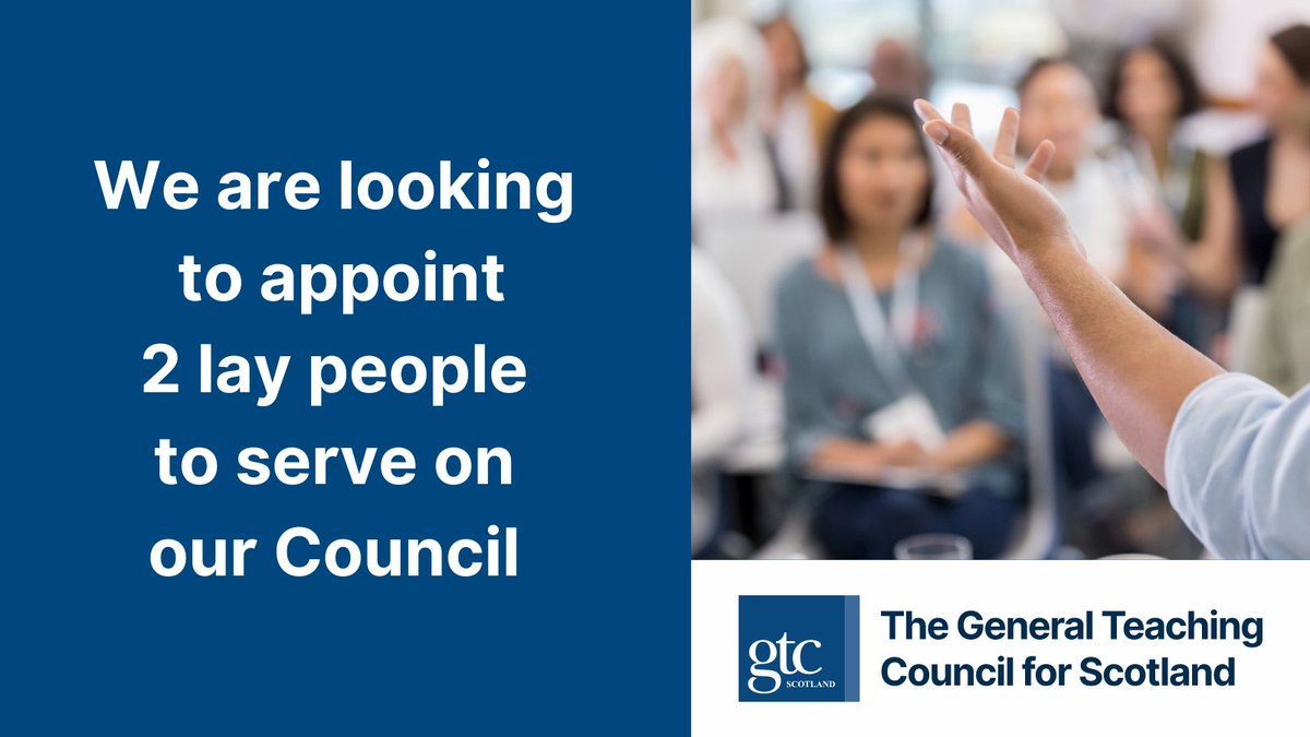 We are looking to appoint 2 lay people to serve on the GTC Scotland Council. Play a key role in the strategic development and performance management of GTC Scotland. Ensure GTC Scotland meets its statutory functions and aims. Find out more: gtcs.org.uk/about-us/vacan…