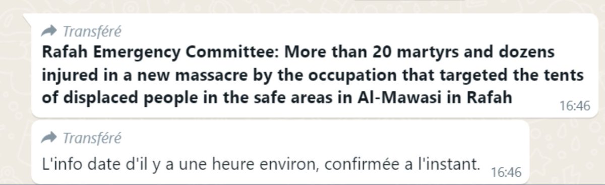 🔴 Malgré l'horreur de l'attaque de dimanche et l'indignation internationale, nouvelle frappe sur une zone civile de réfugiés à #AlMawasi, #Rafah.

Une zone déclarée comme sûre par Israël elle-même.

<a href="/EmmanuelMacron/">Emmanuel Macron</a>, qu'allez-vous faire suite à cette nouvelle "erreur" ?