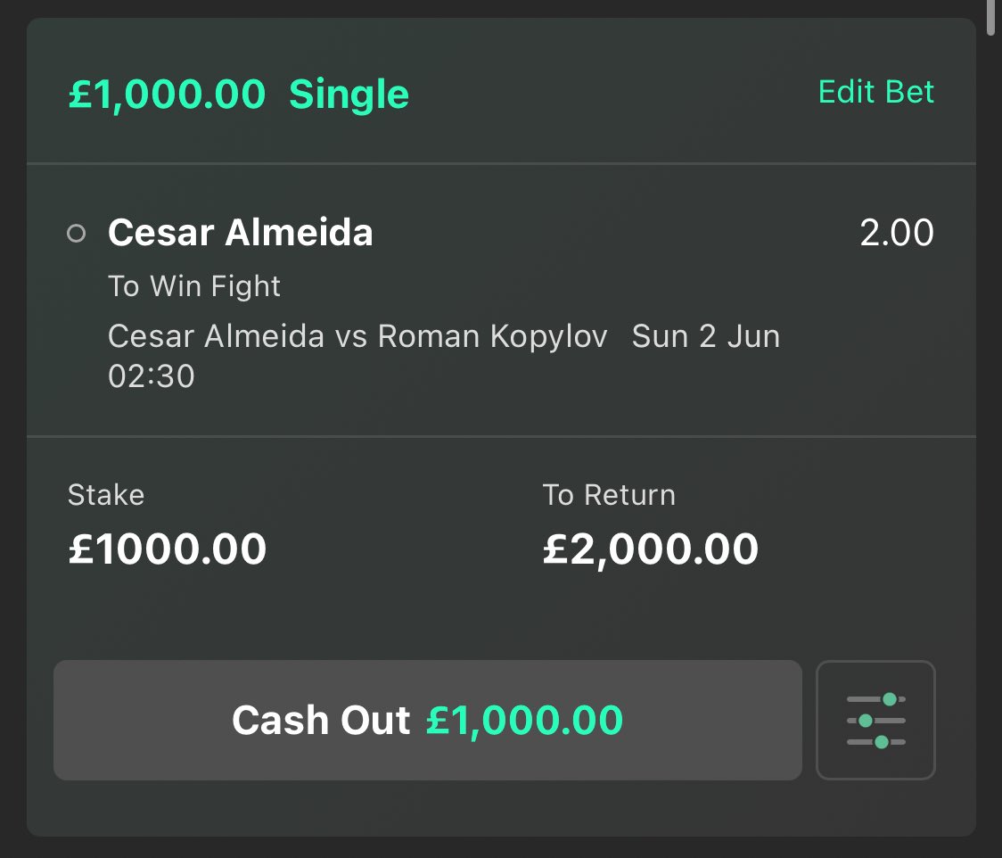 Free bet for #UFC302 

4u Cesar Almeida 

I have another £600 on it on another account

Like this tweet if I should release more ❤️

My last couple free bets have won