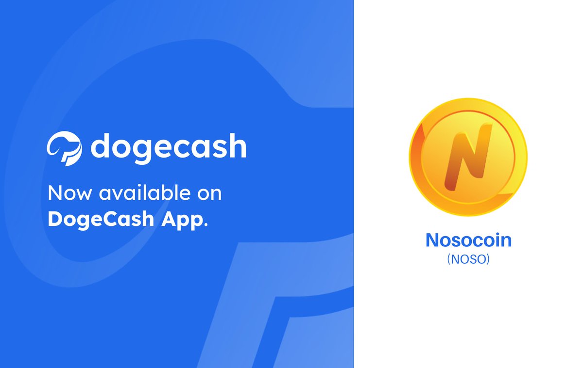 We are pleased to announce that <a href="/NosoCoin/">Noso | L1</a> $NOSO has been listed on the DogeCash App &amp; Spot Exchange.

Follow DogeCash and Nosocoin, like and retweet this post. One lucky winner will get 500 Noso.

Also Join DogeCash and Noso Discord servers, a 1000 Noso airdrop will follow soon.