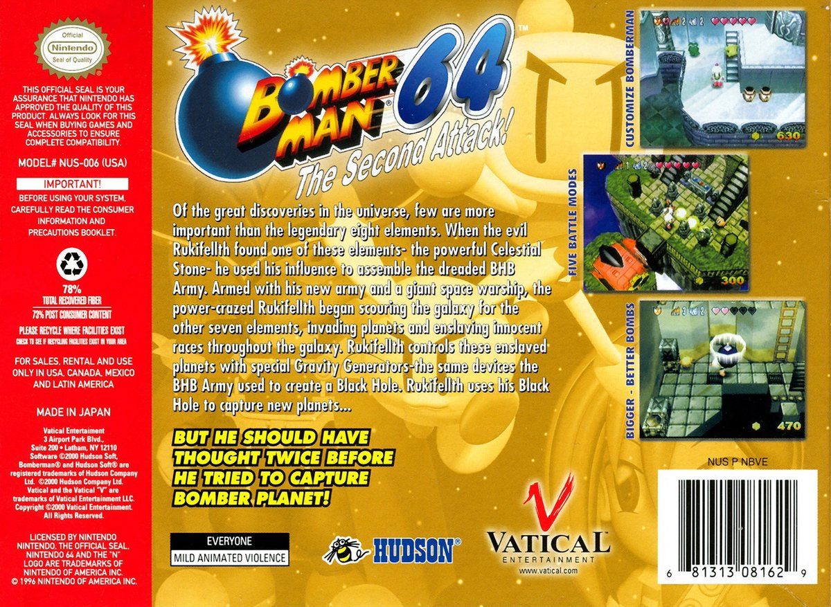 #Bomberman64 The Second Attack! for #Nintendo64 was released in United States 24 years ago (May 28, 2000)    

#TodayInGamingHistory #OnThisDay