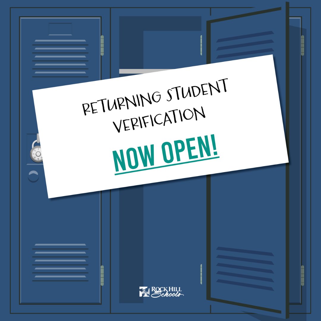 RockHillSchools's tweet photo. We are so excited about the 2024-2025 school year! It is now time to verify your students are returning to Rock Hill Schools. Check your email for details and register here: https://t.co/w0boyiR6e2. https://t.co/mvehAb8DHk