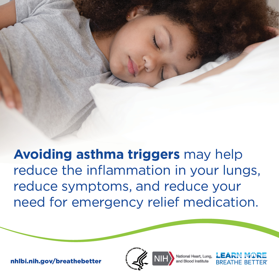 Allergens like pet dander, dust mites, pests, and smoke are common asthma triggers in the home. Find tips for managing asthma from @BreatheBetter: nhlbi.nih.gov/LMBBasthma #AsthmaAwareness #BreatheBetter