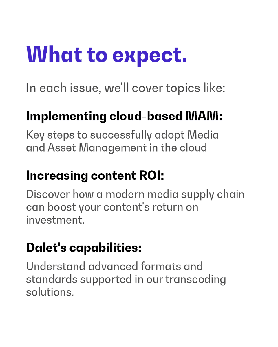 DaletTechnology's tweet photo. 🔓Introducing Unlocked by Dalet. 

Our brand-new newsletter will bring all of our best media workflow content, insights, and updates straight to your inbox.
 
This month : cloud-based MAM, how to increase your content's ROI, and much more! 

Subscribe now: https://t.co/6lUC6MRGAz https://t.co/cKqMeabPH9
