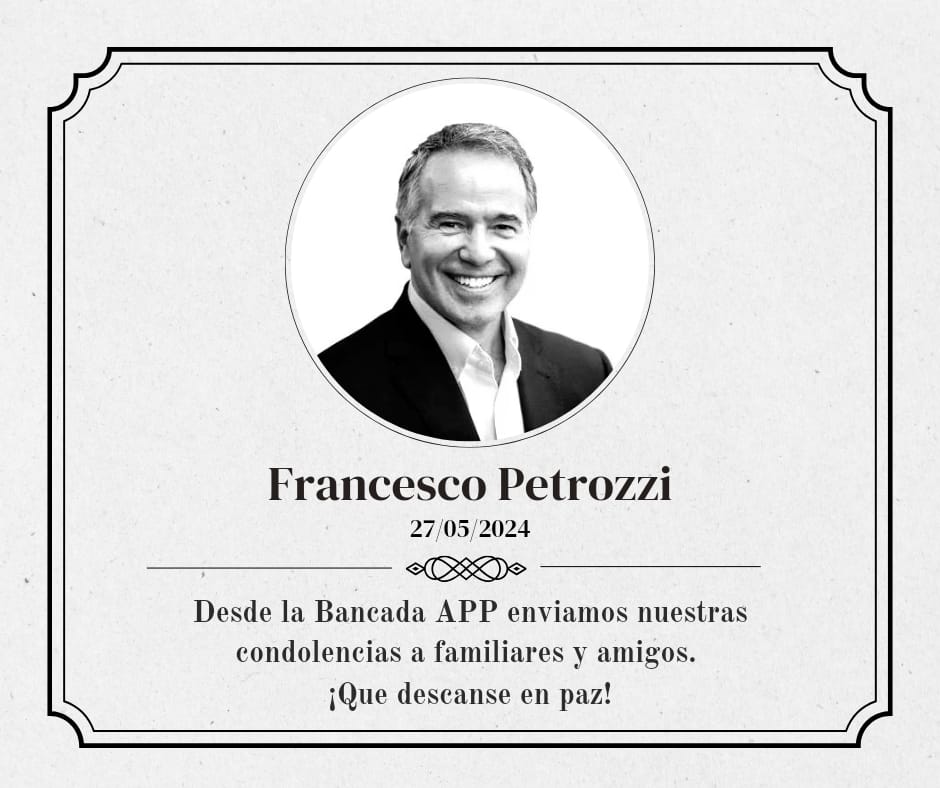 Nos entristece profundamente el fallecimiento de Francesco Petrozzi, ex congresista, ex ministro de Cultura y talentoso tenor. Su legado será siempre recordado. Que su pasión por el arte y la cultura siga inspirando. 

Descanse en paz, Francesco Petrozzi.