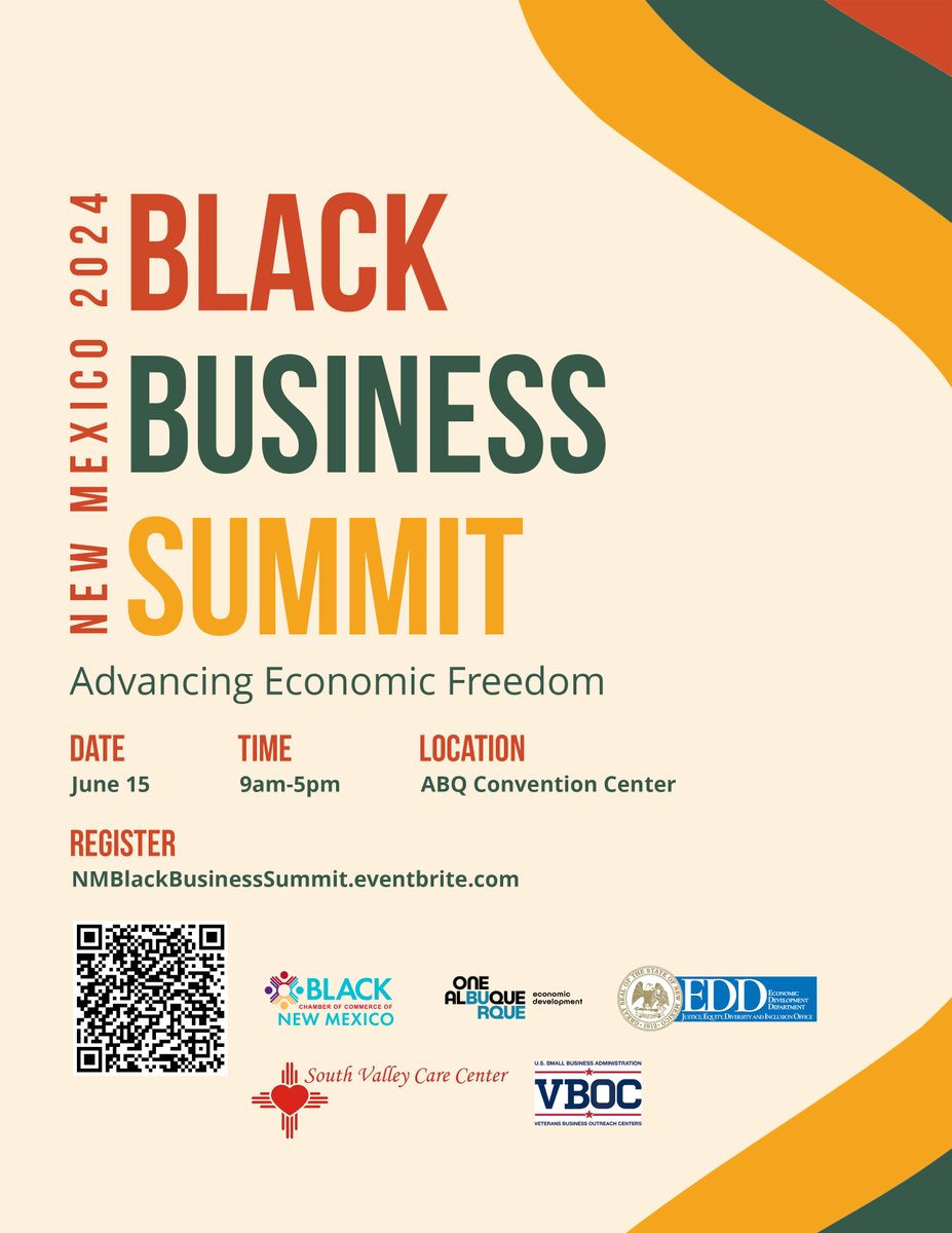 The Black Business Summit is just two weeks away! Celebrate Juneteenth and learn about the resources available to small businesses across the state owned by people of color. Register now. >> NMBlackBusinessSummit.eventbrite.com

 #NMEconomicDevelopmentDept #NMEcon #DEI #NewMexicoTrue