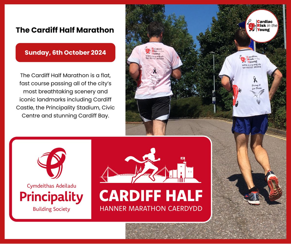 Looking for your next challenge? Run for #TeamCRY on 6th Oct 2024 in the Cardiff Half! This flat, fast course passes all of the city’s iconic landmarks including Cardiff Castle, the Principality Stadium, Civic Centre and the beautiful Cardiff Bay.  c-r-y.org.uk/cardiff-half-m…