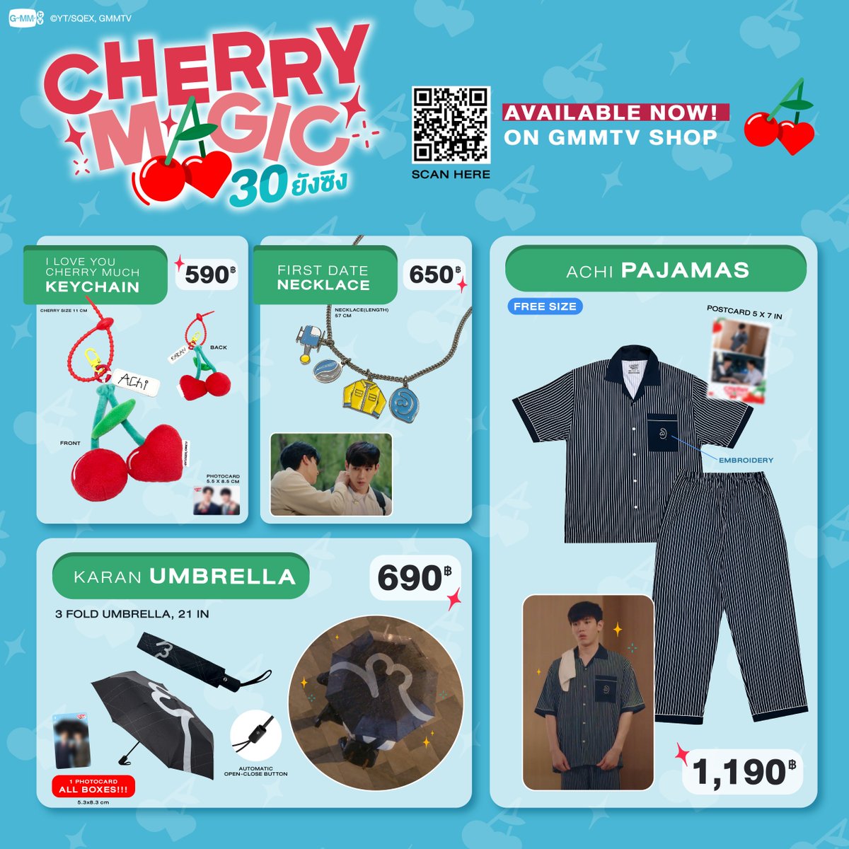 AVAILABLE NOW! CHERRY MAGIC OFFICIAL MERCHANDISE ON GMMTV SHOP

shorturl.at/nqJS5

#CherryMagicTH
#GMMTV